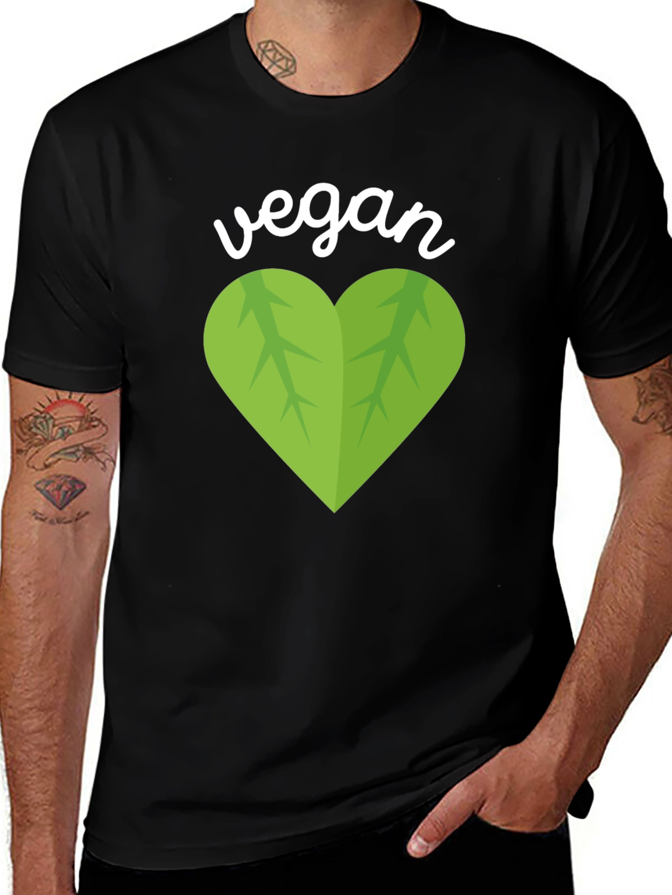 Vegan Heart Graphic T-Shirt - Black