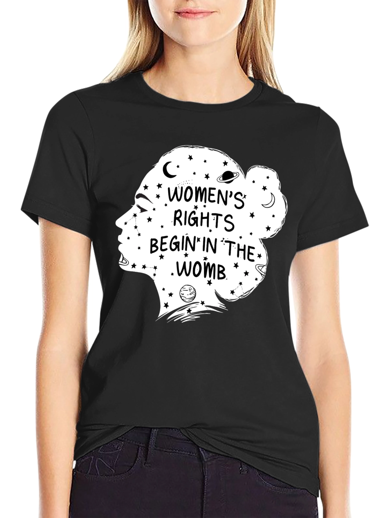 Womens Rights Begin in The Womb Black Graphic T-Shirt