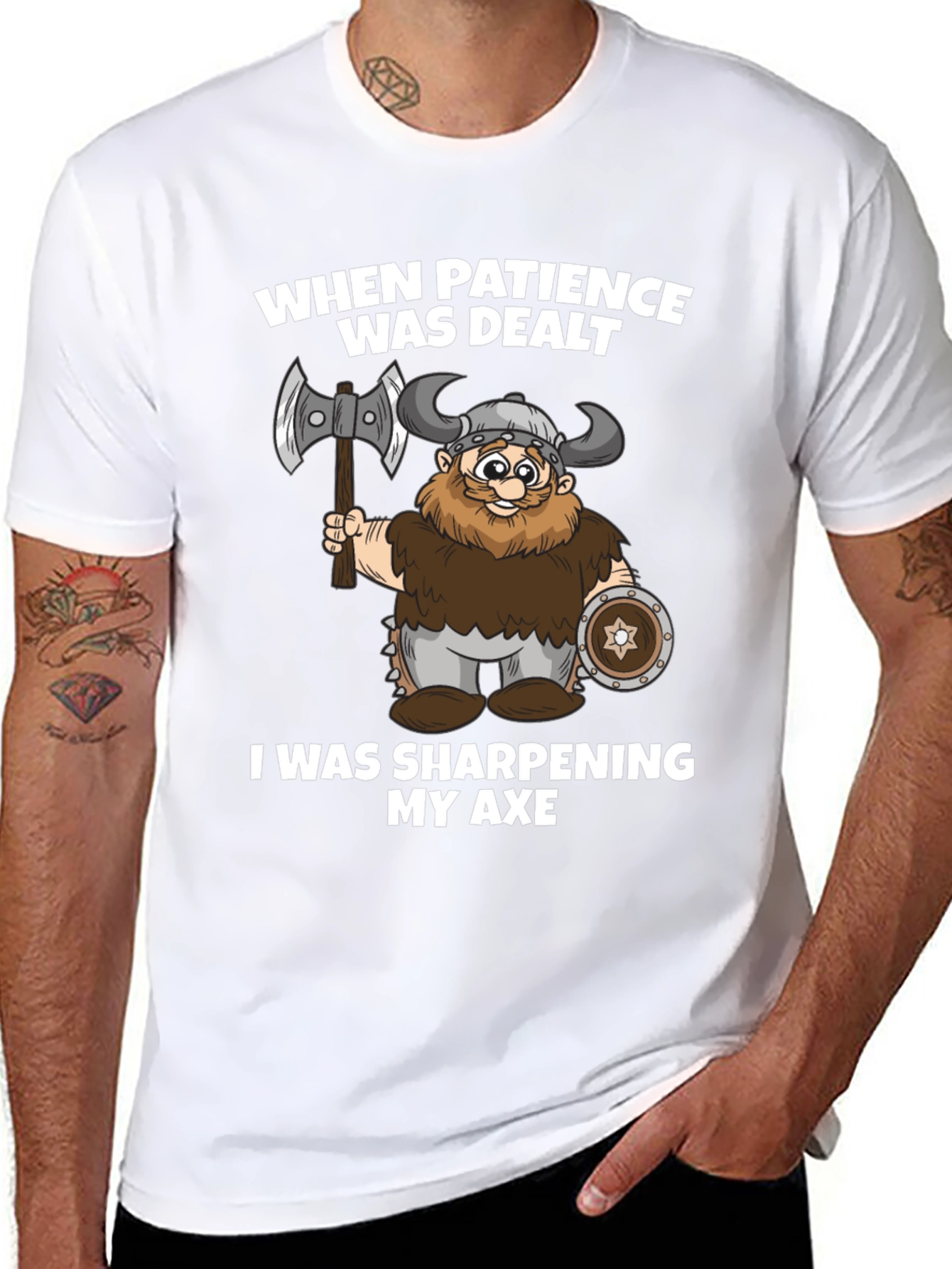 Viking Axe Sharpening T-Shirt - Patience Worn Out