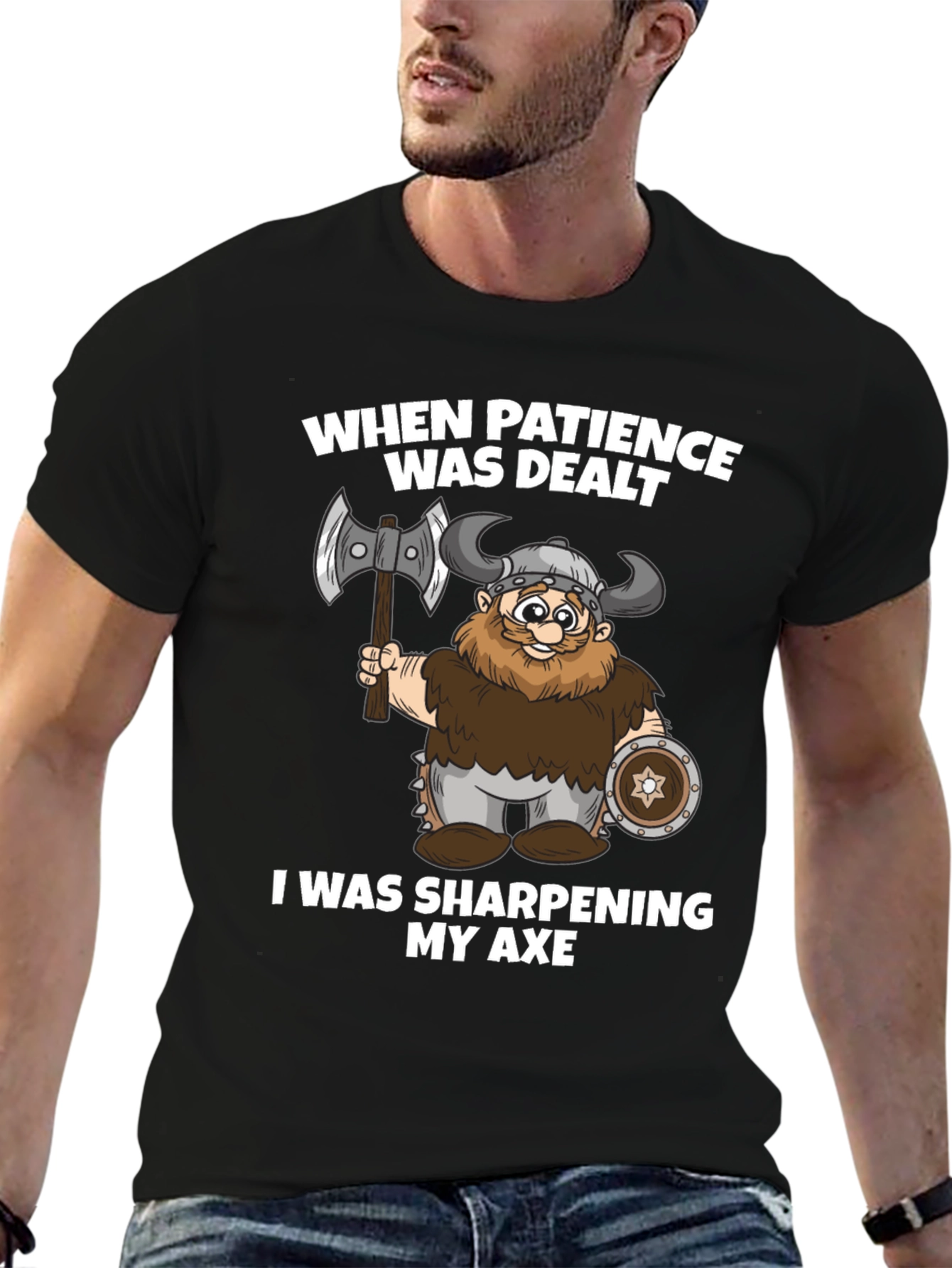 Viking Axe Sharpening T-Shirt - Patience Worn Out
