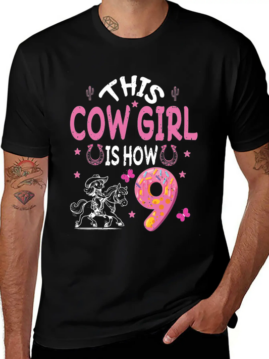 9th Birthday Cowgirl Nine Year Old Cowgirl Birthd Unisex Casual T-Shirt – Clean Design For Daily Comfort