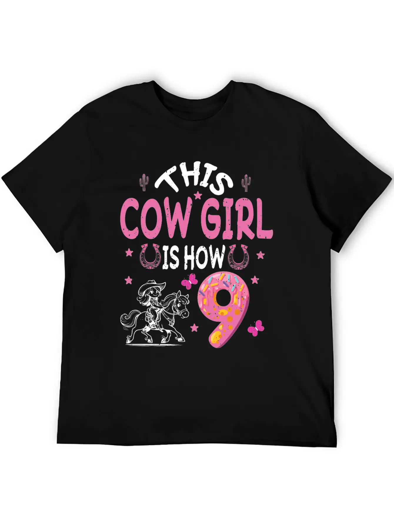 9th Birthday Cowgirl Nine Year Old Cowgirl Birthd Unisex Casual T-Shirt – Clean Design For Daily Comfort