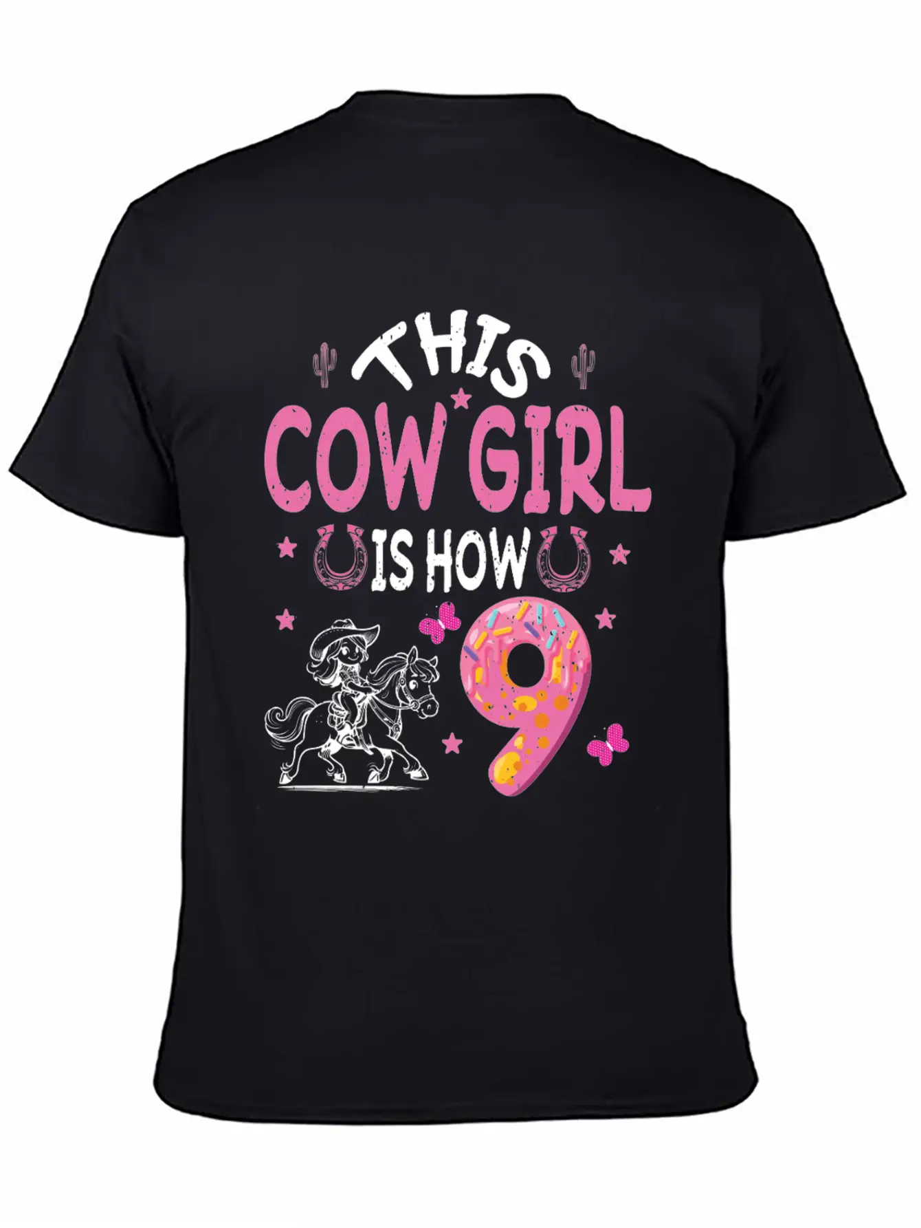 9th Birthday Cowgirl Nine Year Old Cowgirl Birthd Unisex Casual T-Shirt – Clean Design For Daily Comfort