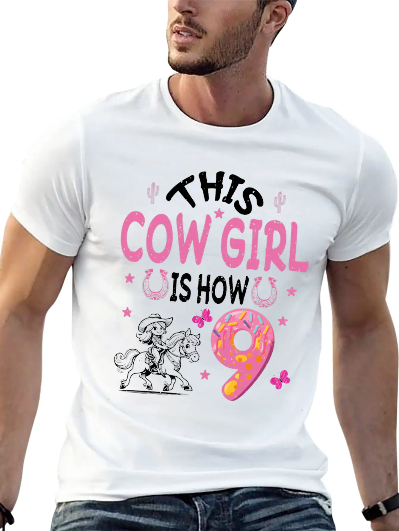 9th Birthday Cowgirl Nine Year Old Cowgirl Birthd Unisex Casual T-Shirt – Clean Design For Daily Comfort
