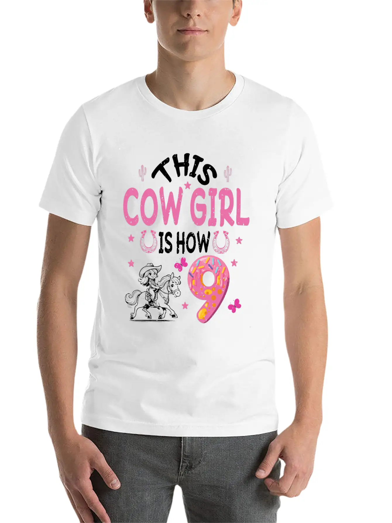 9th Birthday Cowgirl Nine Year Old Cowgirl Birthd Unisex Casual T-Shirt – Clean Design For Daily Comfort