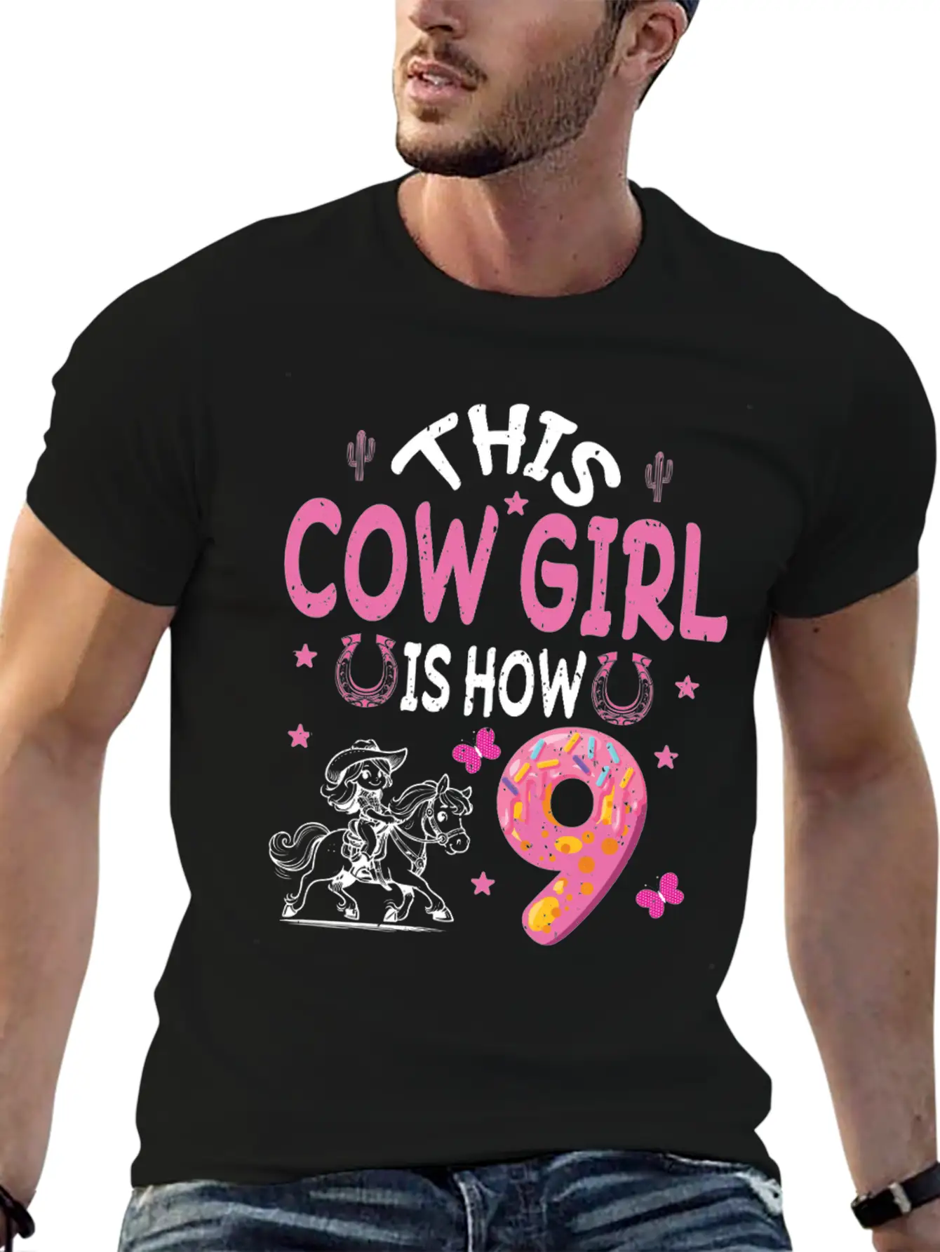 9th Birthday Cowgirl Nine Year Old Cowgirl Birthd Unisex Casual T-Shirt – Clean Design For Daily Comfort