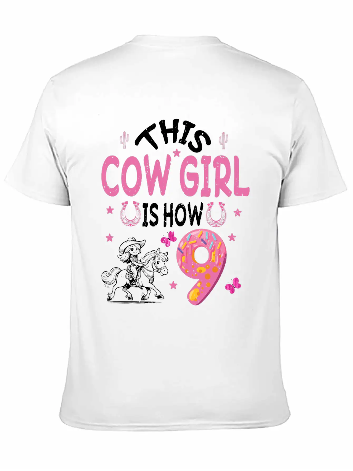 9th Birthday Cowgirl Nine Year Old Cowgirl Birthd Unisex Casual T-Shirt – Clean Design For Daily Comfort