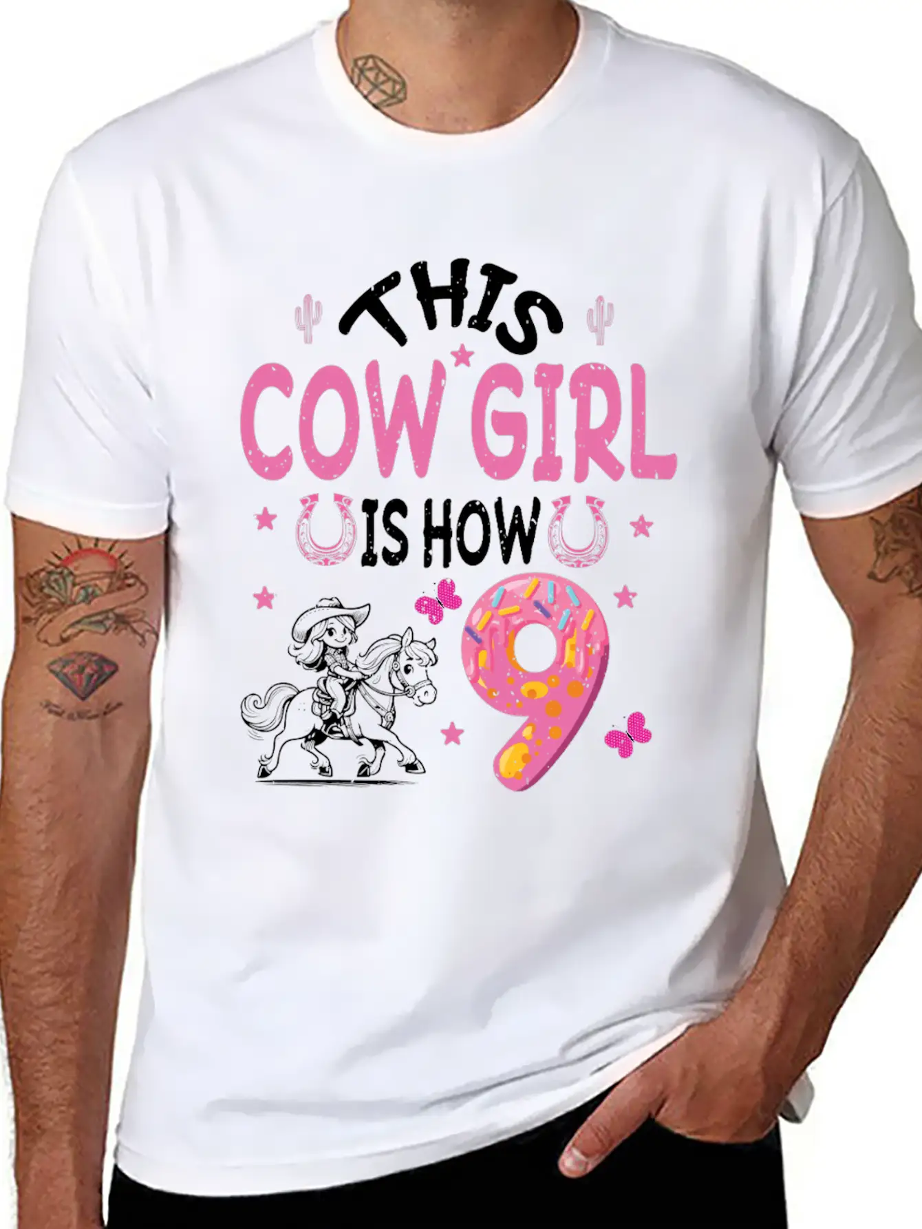 9th Birthday Cowgirl Nine Year Old Cowgirl Birthd Unisex Casual T-Shirt – Clean Design For Daily Comfort