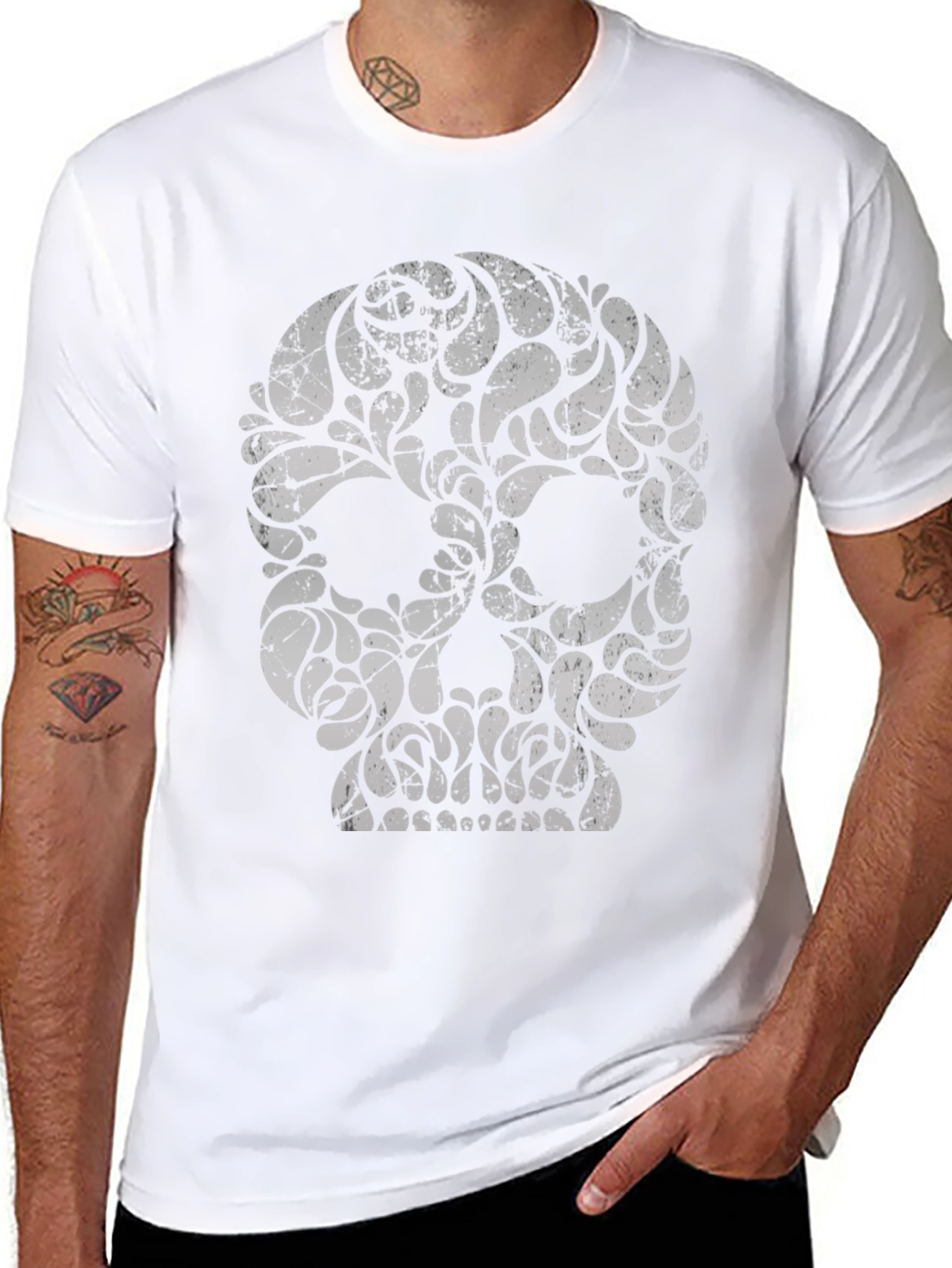 Skull Graphic Print Black T-Shirt