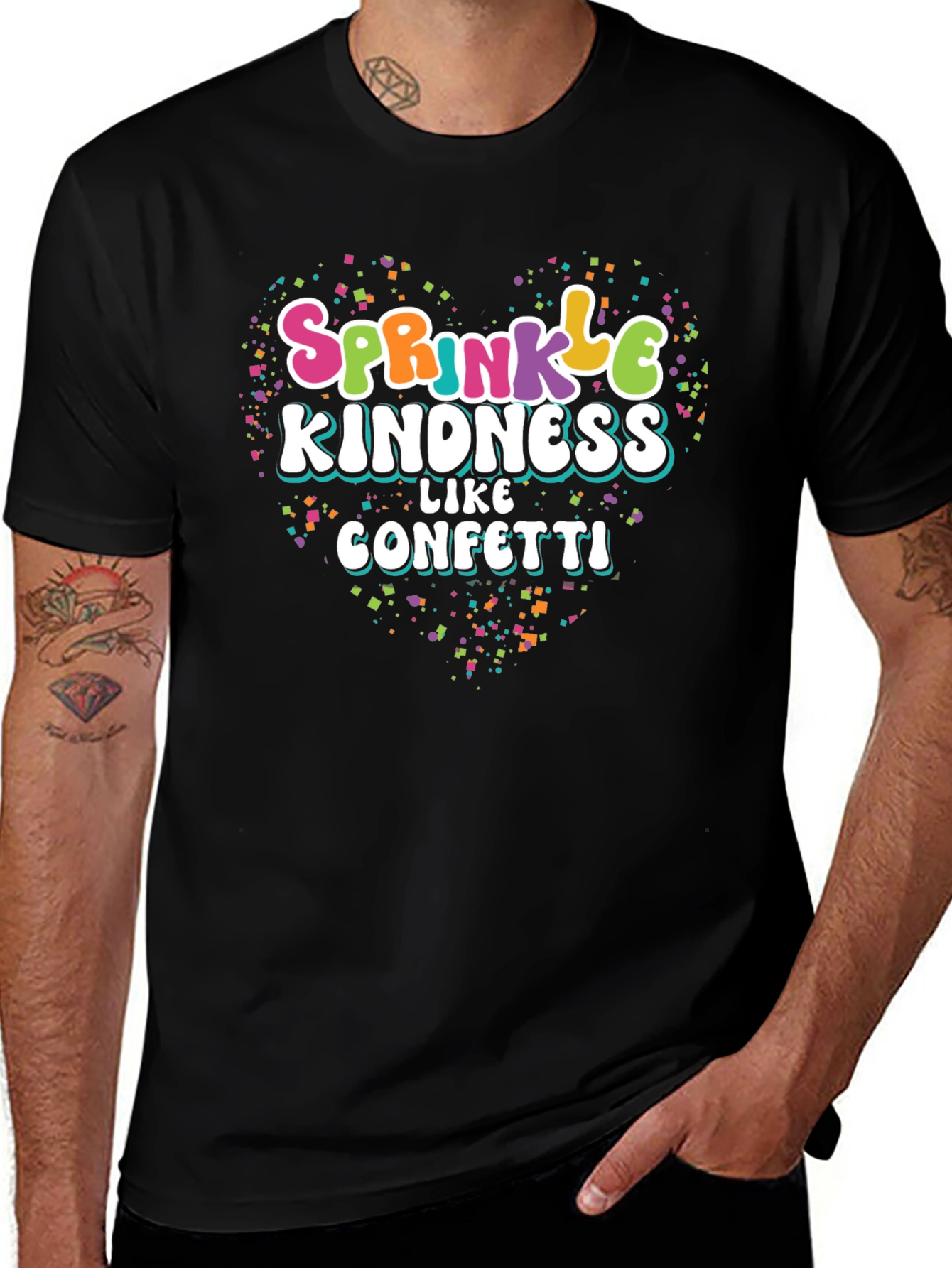 Sprinkle Kindness Like Confetti Black T-Shirt