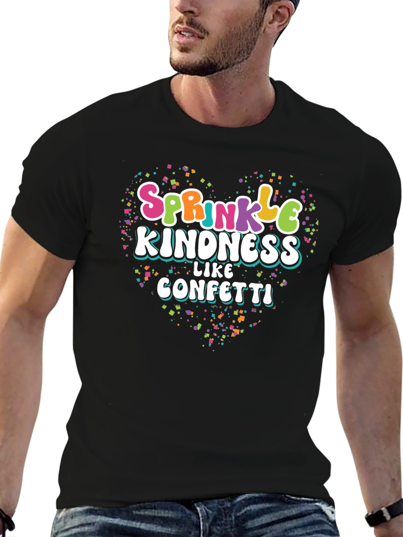 Sprinkle Kindness Like Confetti Black T-Shirt