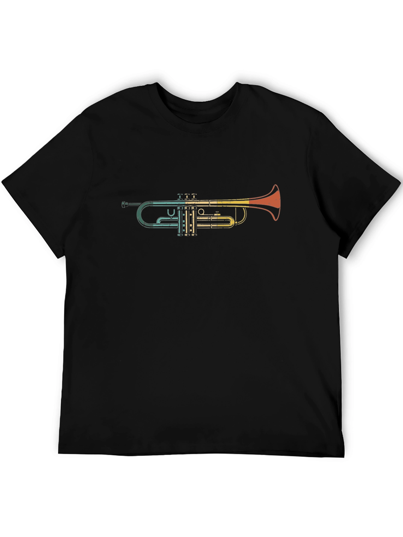 Retro Trumpet Graphic Tee - Black Cotton T-Shirt