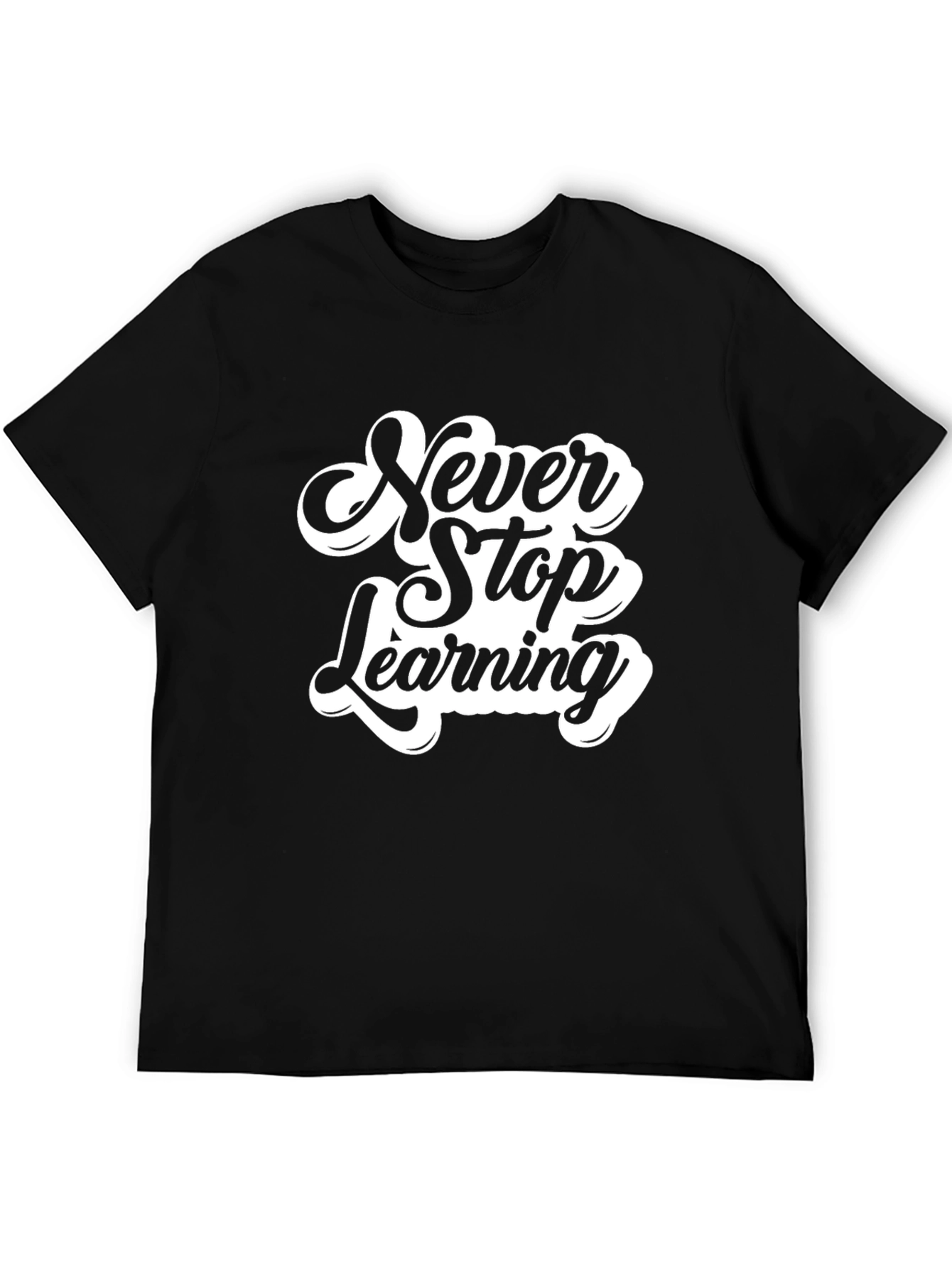 Never Stop Learning Black Graphic Tee