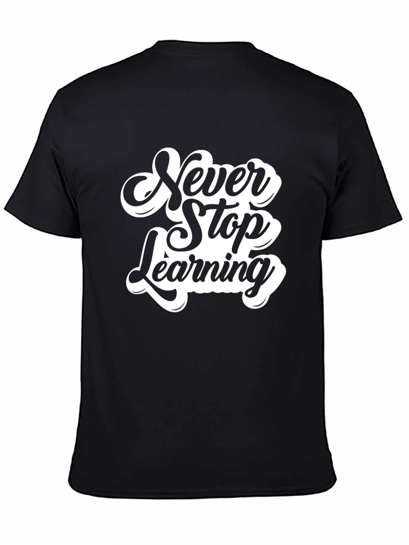 Never Stop Learning Black Graphic Tee