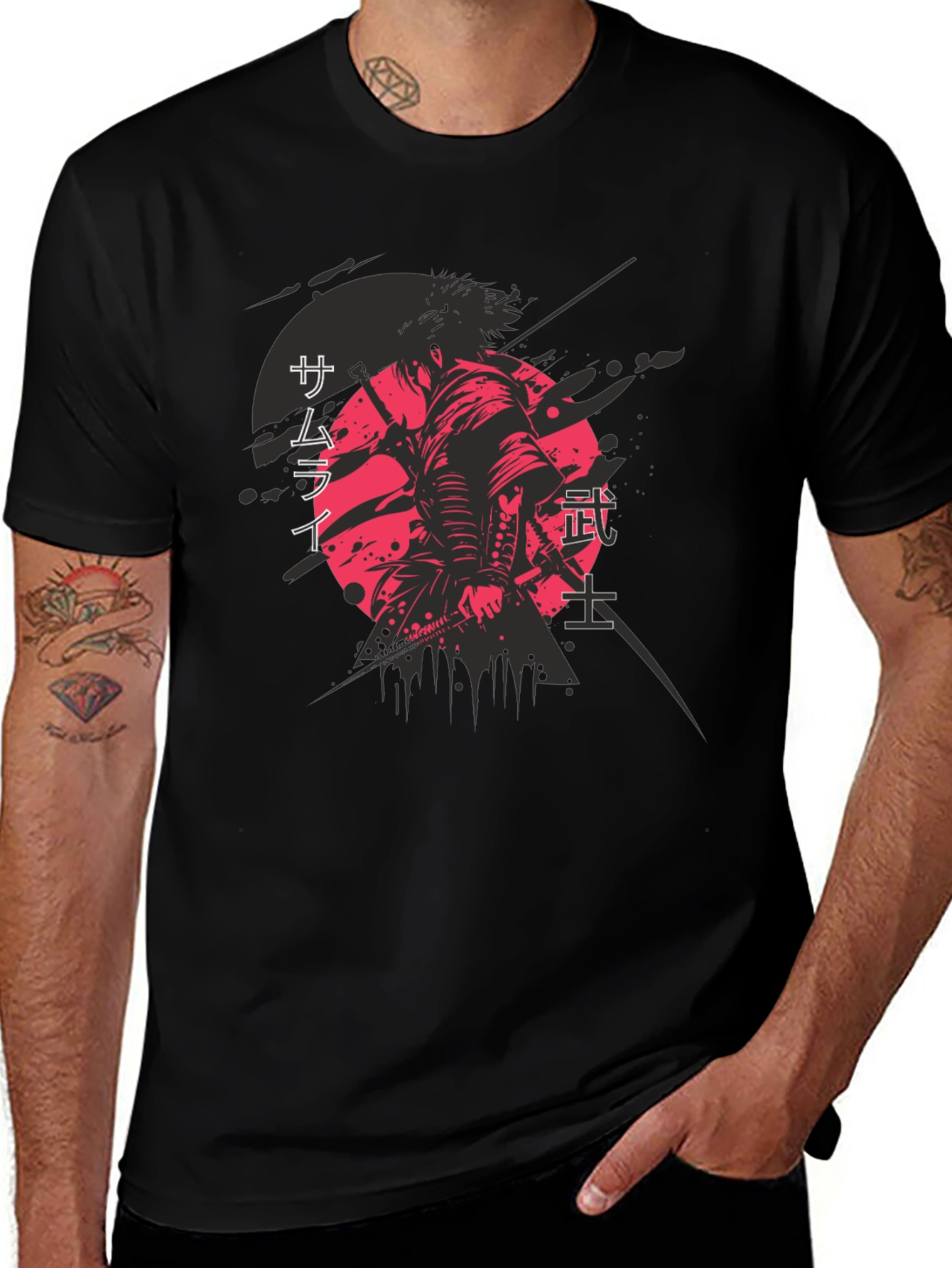 Samurai Graphic Tee - Mens Black T-Shirt