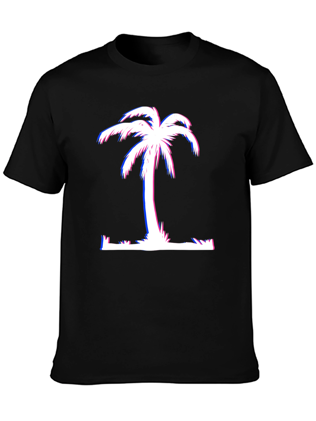 Retro Palm Tree T-Shirt - Black Cotton Graphic Tee