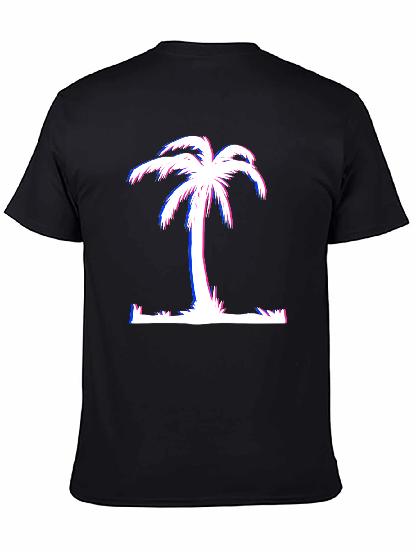 Retro Palm Tree T-Shirt - Black Cotton Graphic Tee