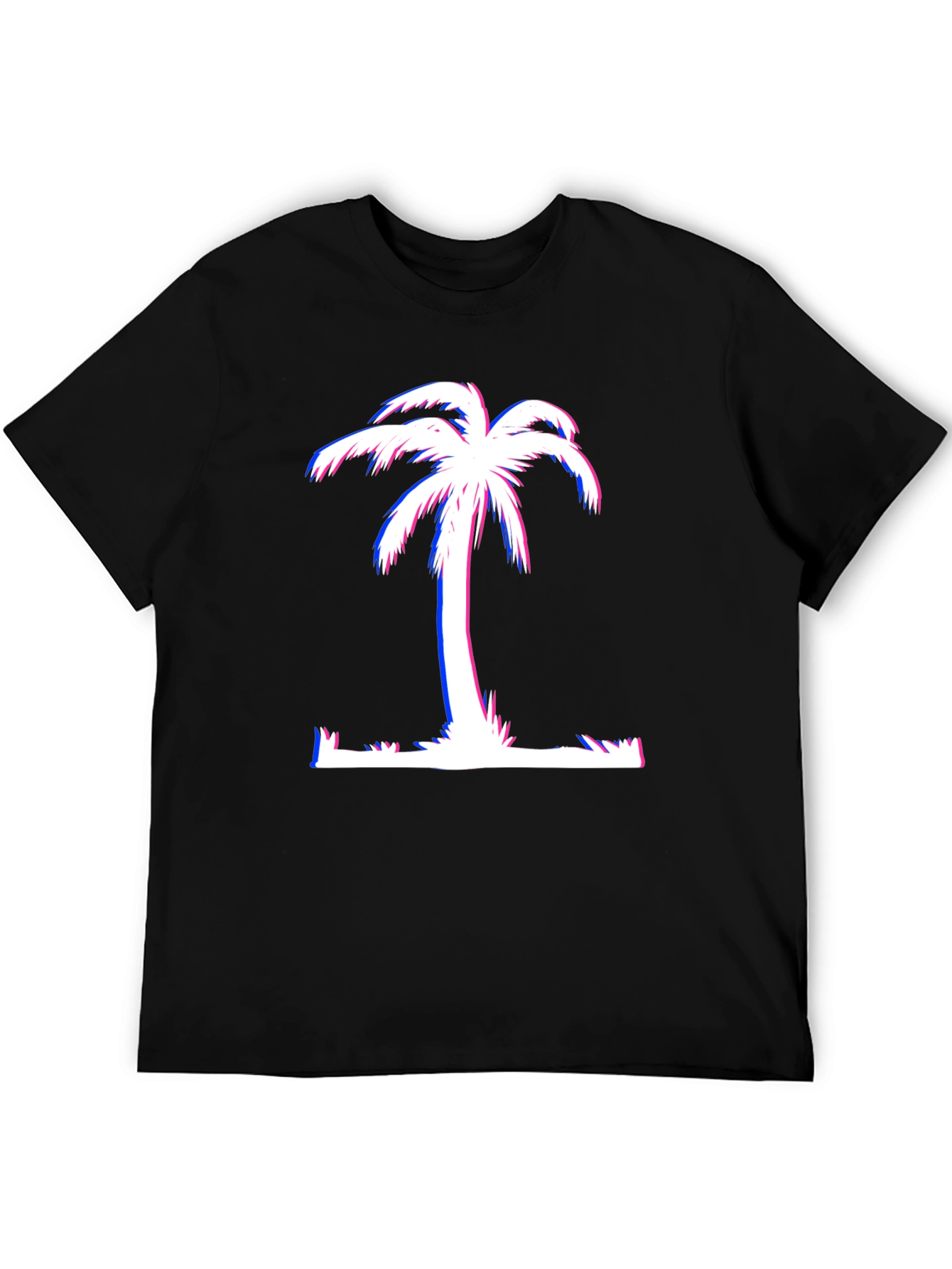 Retro Palm Tree T-Shirt - Black Cotton Graphic Tee