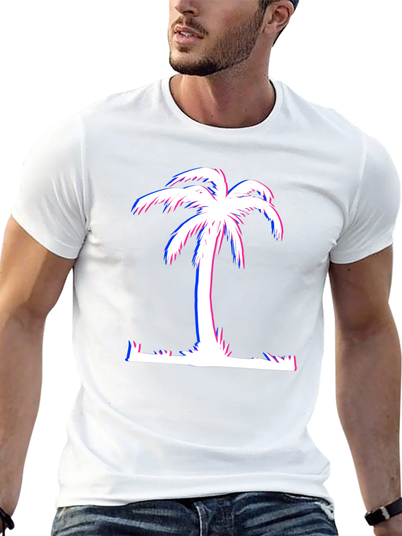 Retro Palm Tree T-Shirt - Black Cotton Graphic Tee