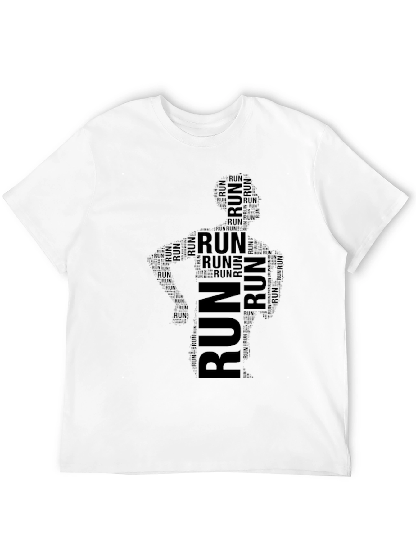 Run Word Art Black T-Shirt