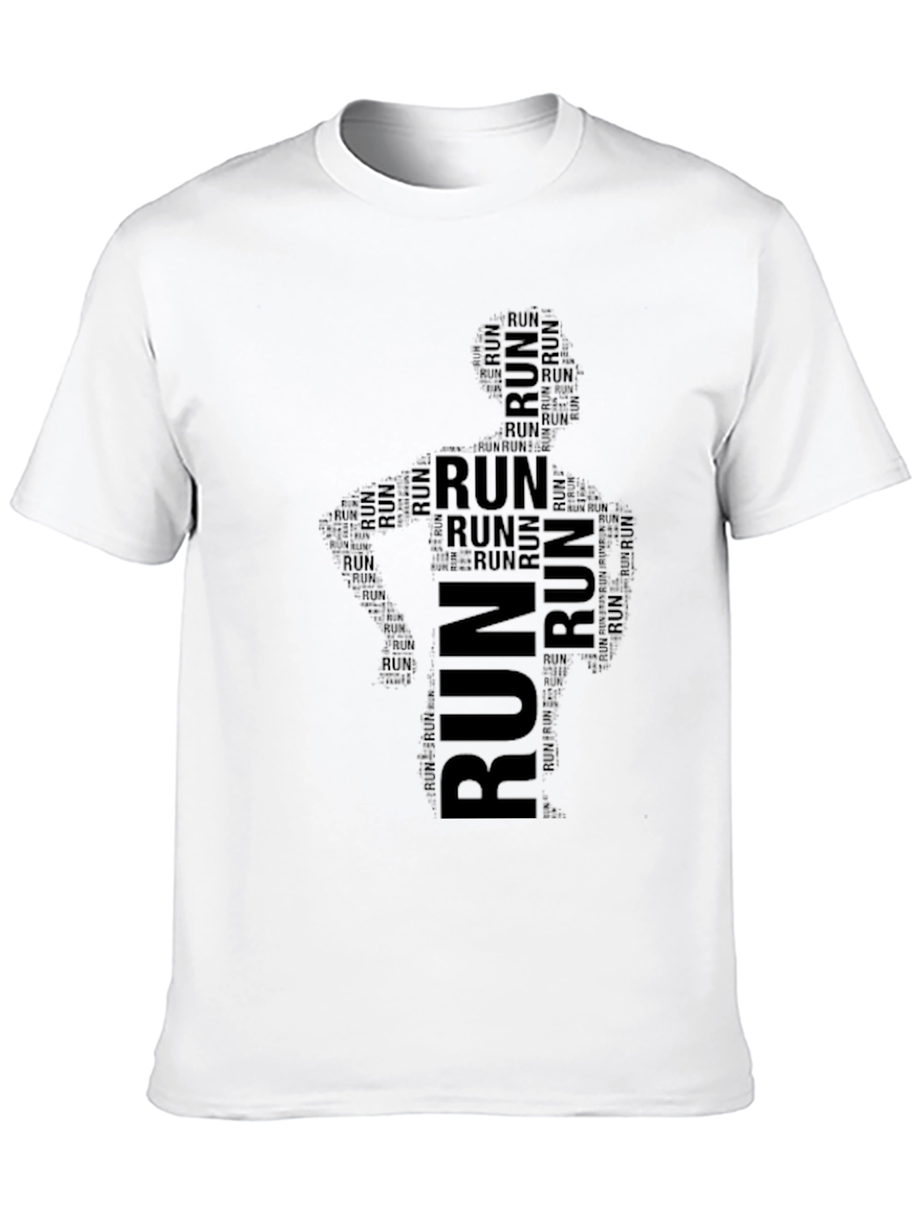 Run Word Art Black T-Shirt