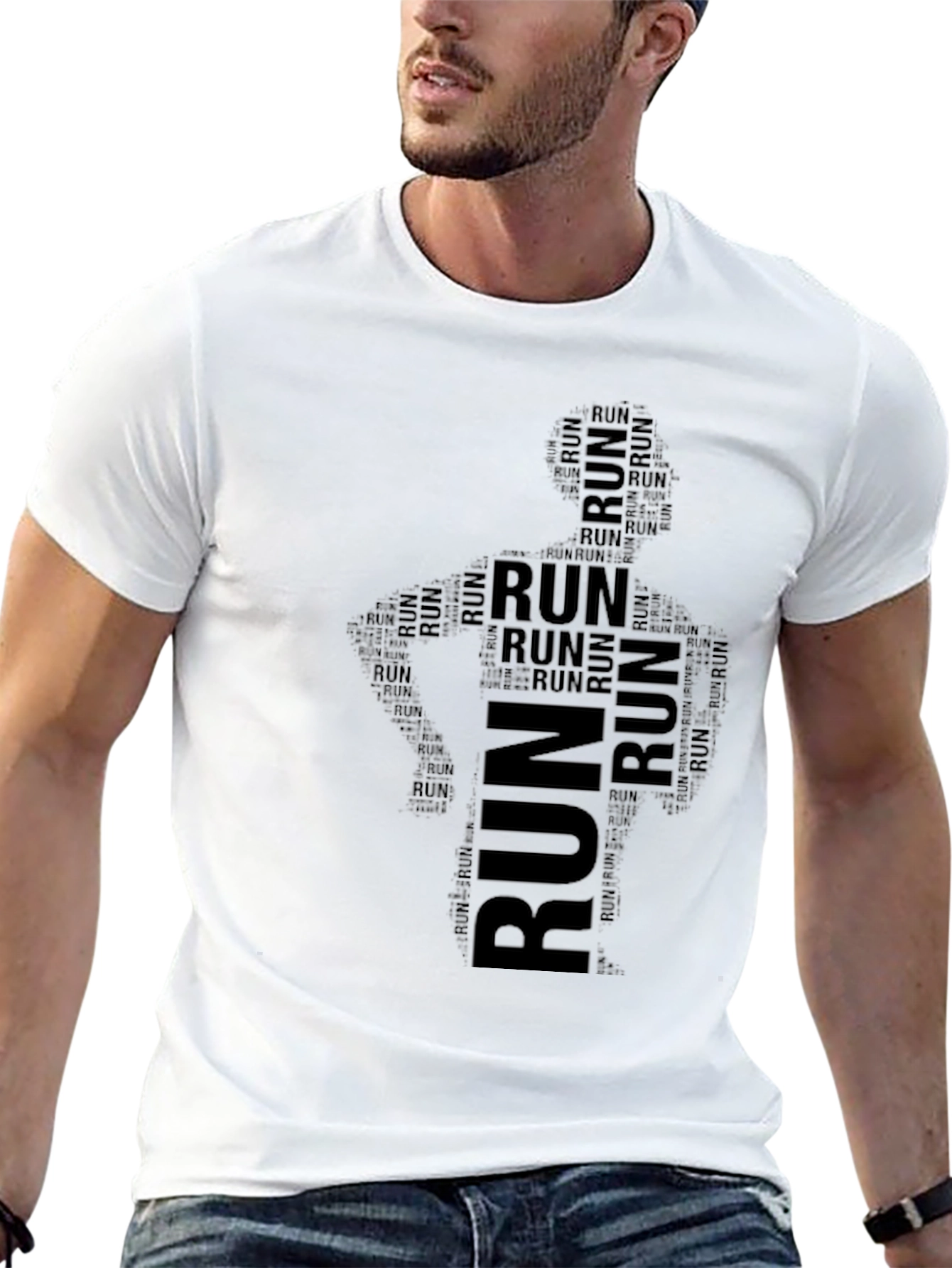 Run Word Art Black T-Shirt