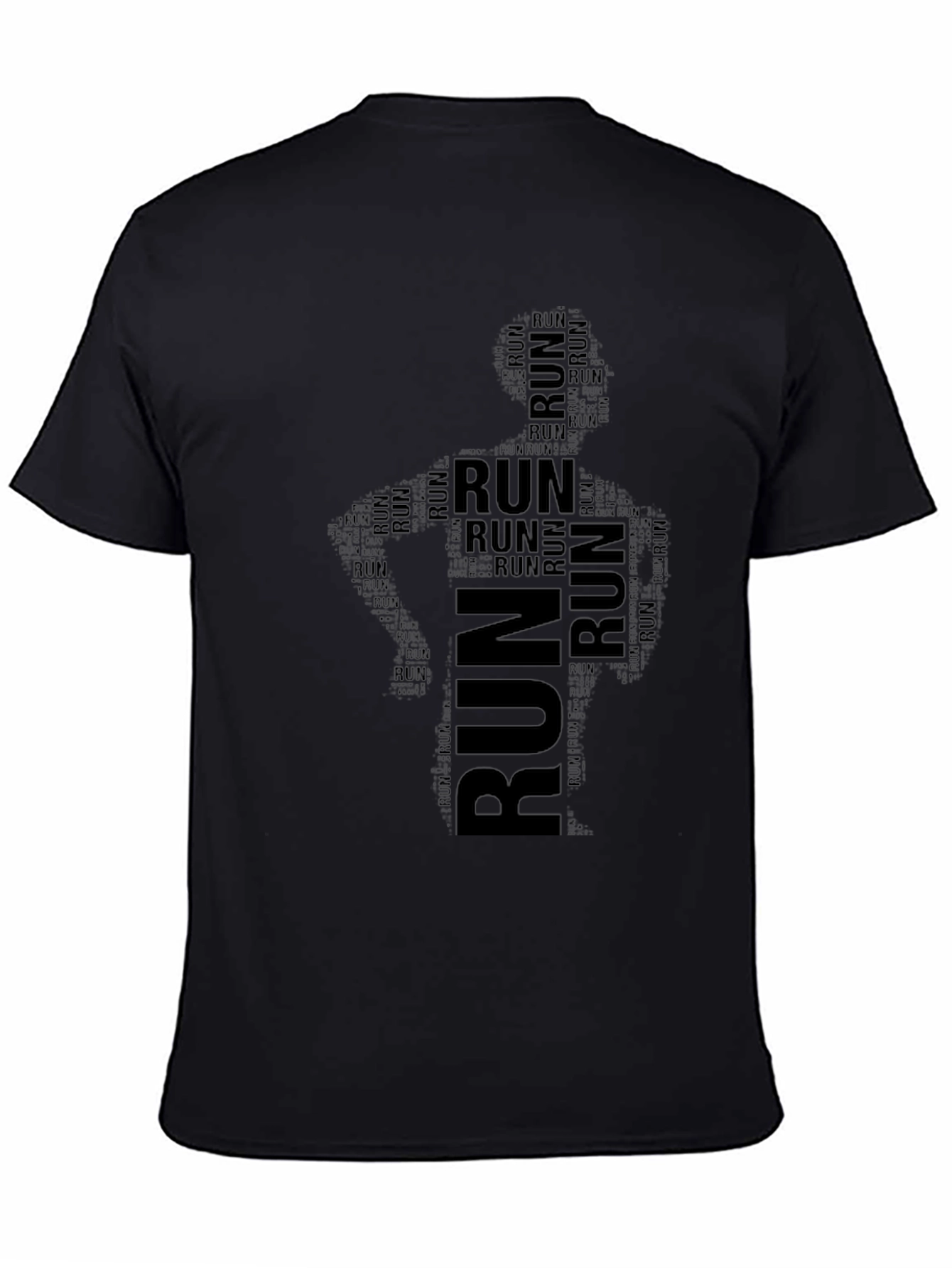 Run Word Art Black T-Shirt