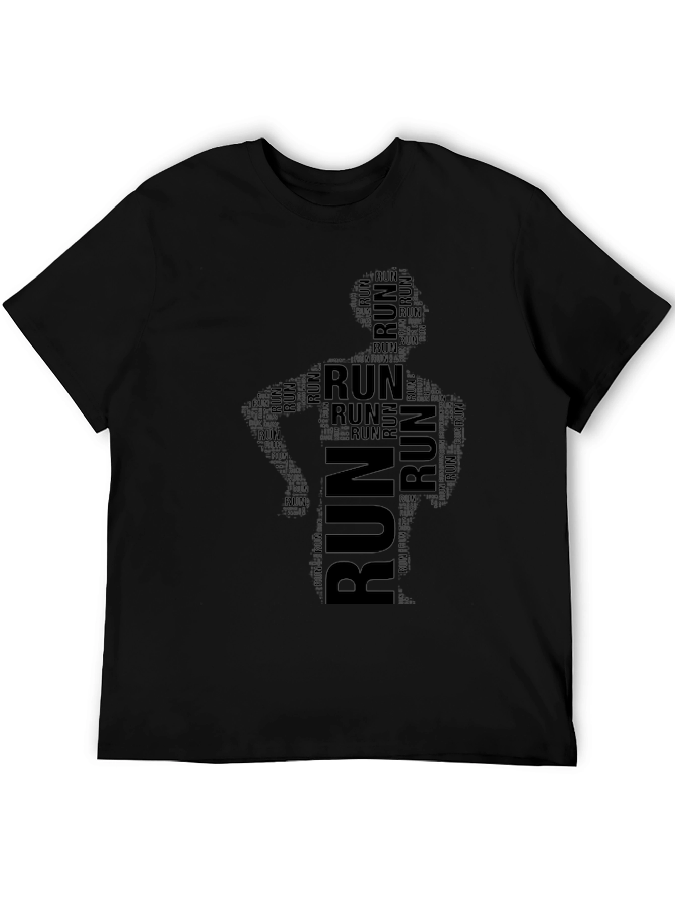 Run Word Art Black T-Shirt