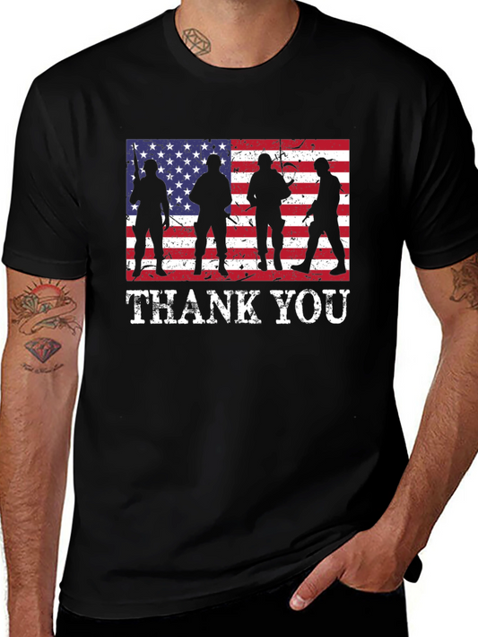 Thank You Soldiers USA Flag Graphic T-Shirt