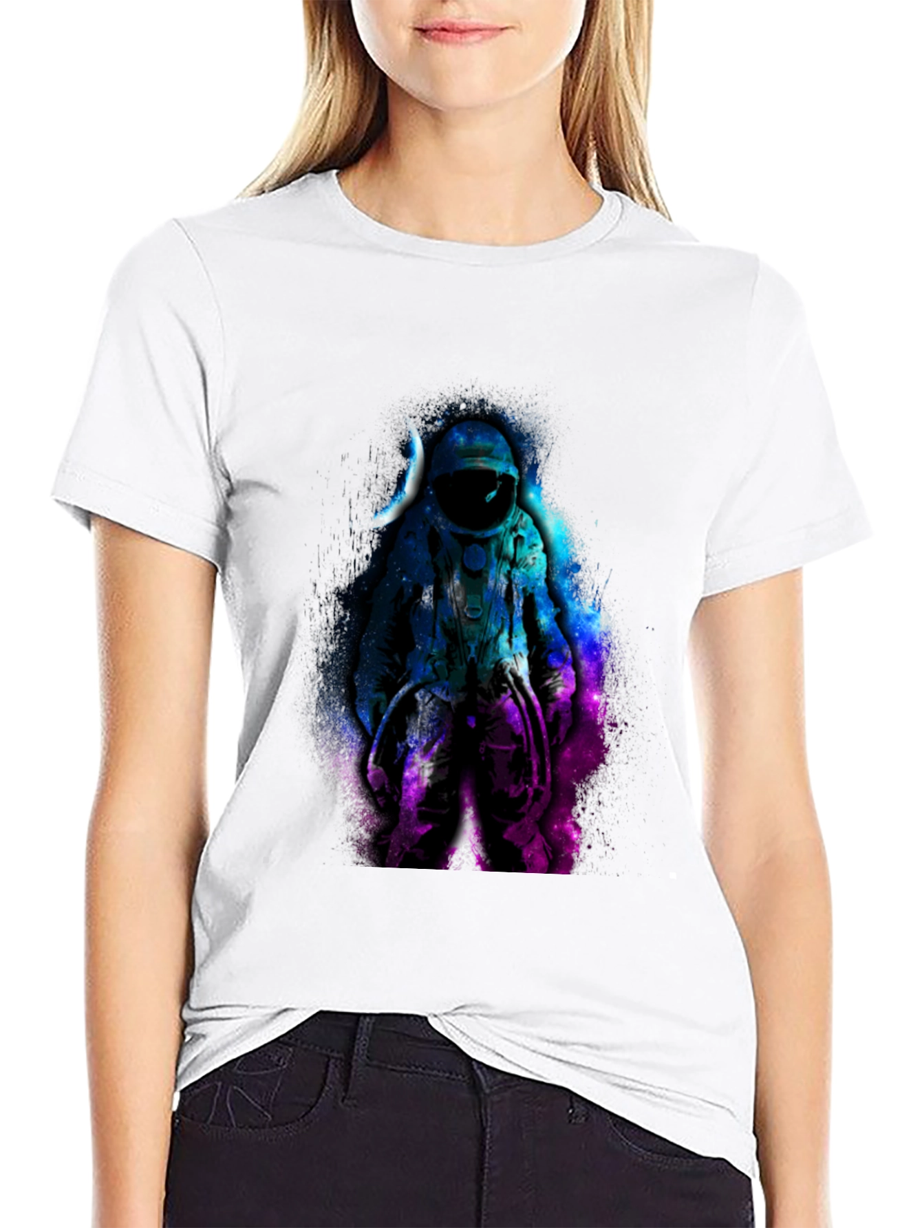 Astronaut Galaxy Graphic Black T-Shirt