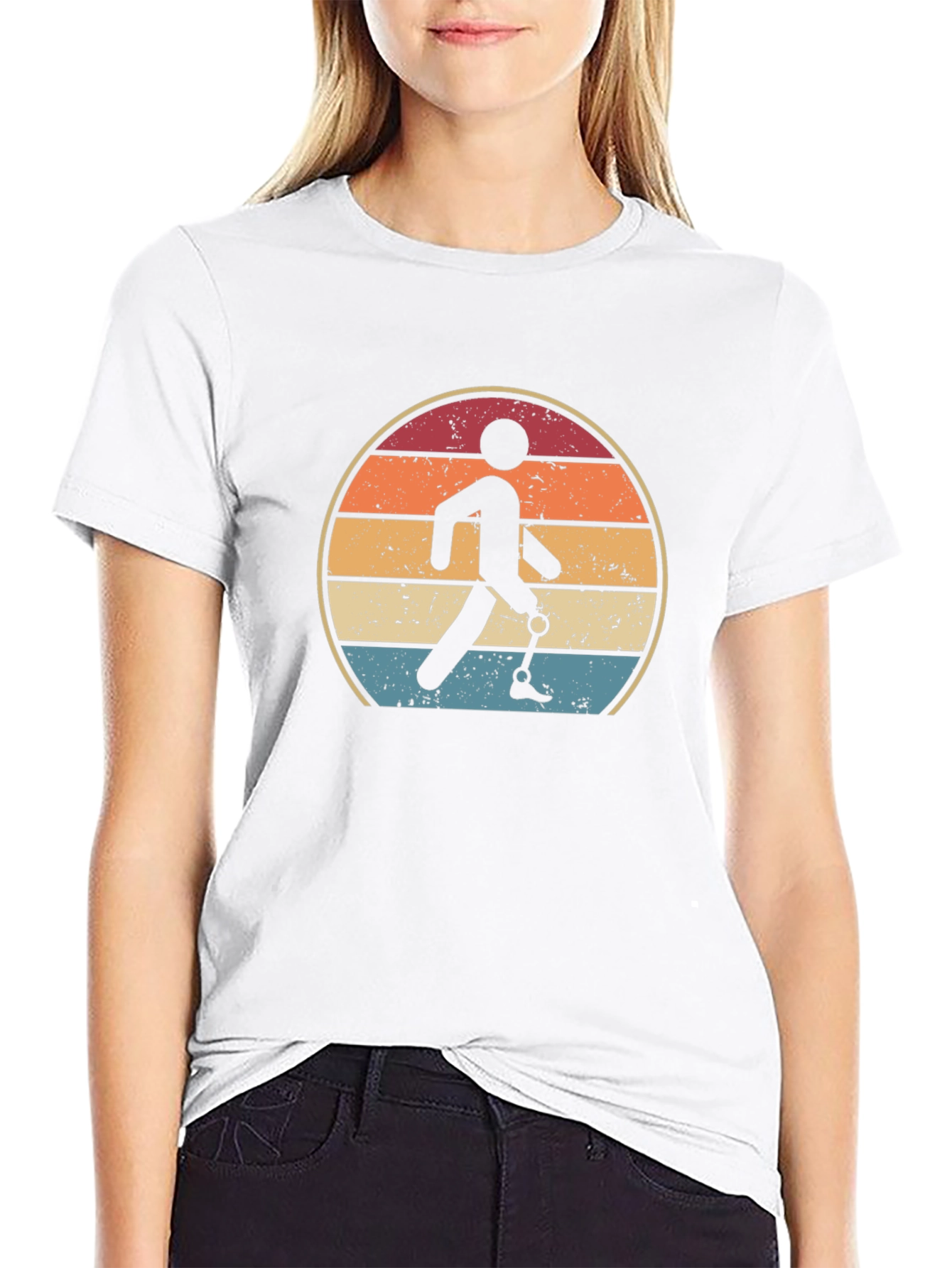 Retro Amputee Walking Sunset T-Shirt