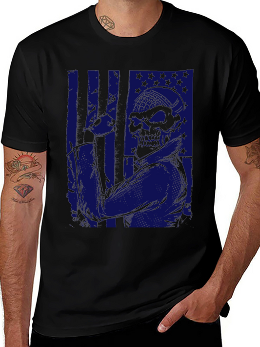 American Flag Skull Graphic T-Shirt