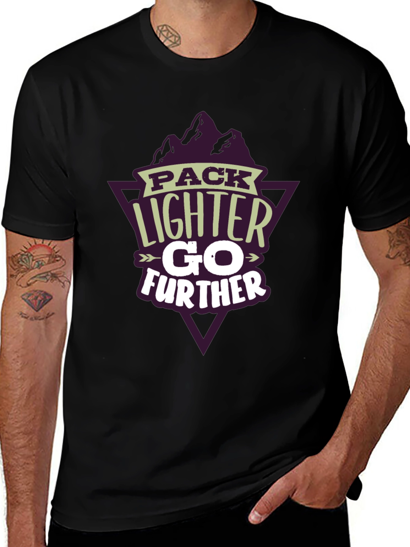 Pack Lighter Go Further Black Graphic T-Shirt