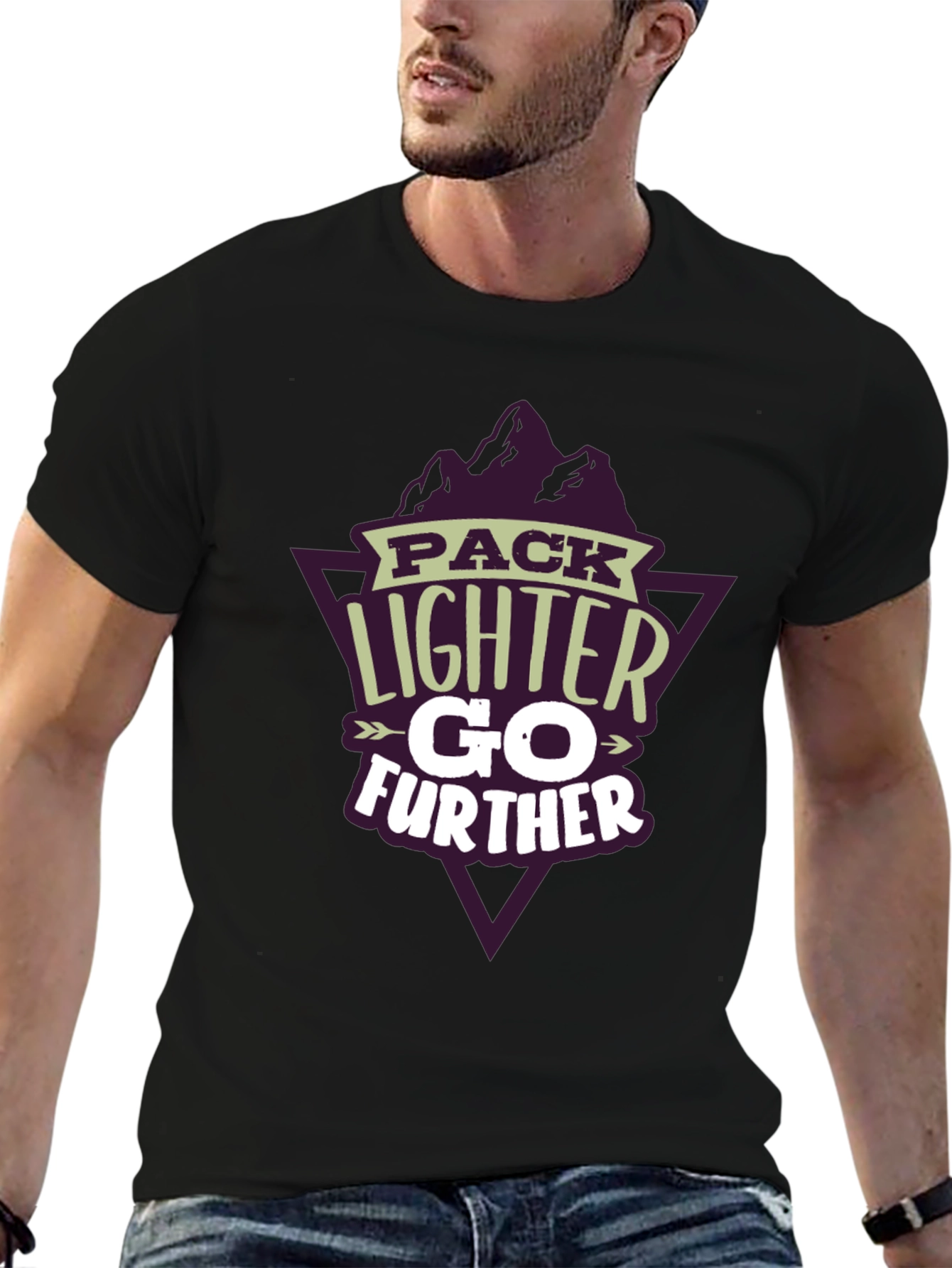 Pack Lighter Go Further Black Graphic T-Shirt