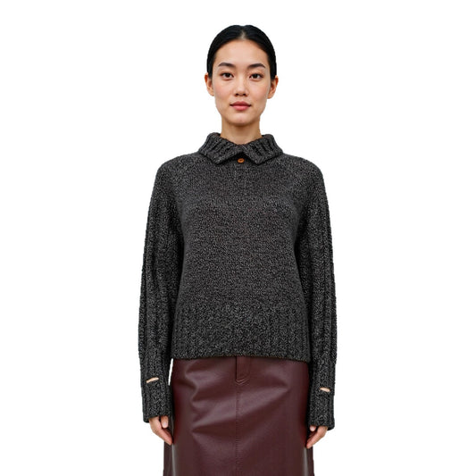 Turtleneck Sweater Women Thickened Turn-down Collar Design Loose Slimming Lazy Style Knitted Base Layer Top