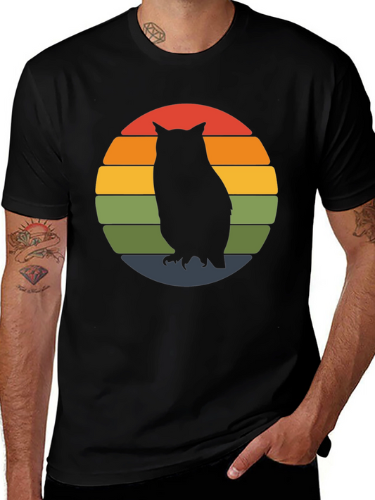 Retro Owl Sunset T-Shirt - Unique Graphic Tee