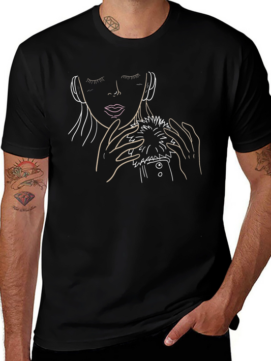 Abstract Woman Portrait Black T-Shirt