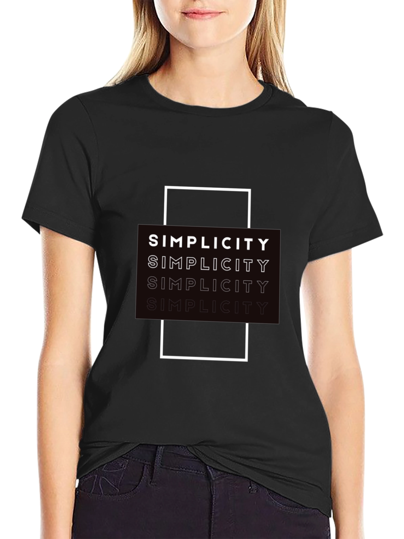 Simplicity Graphic Print Black T-Shirt