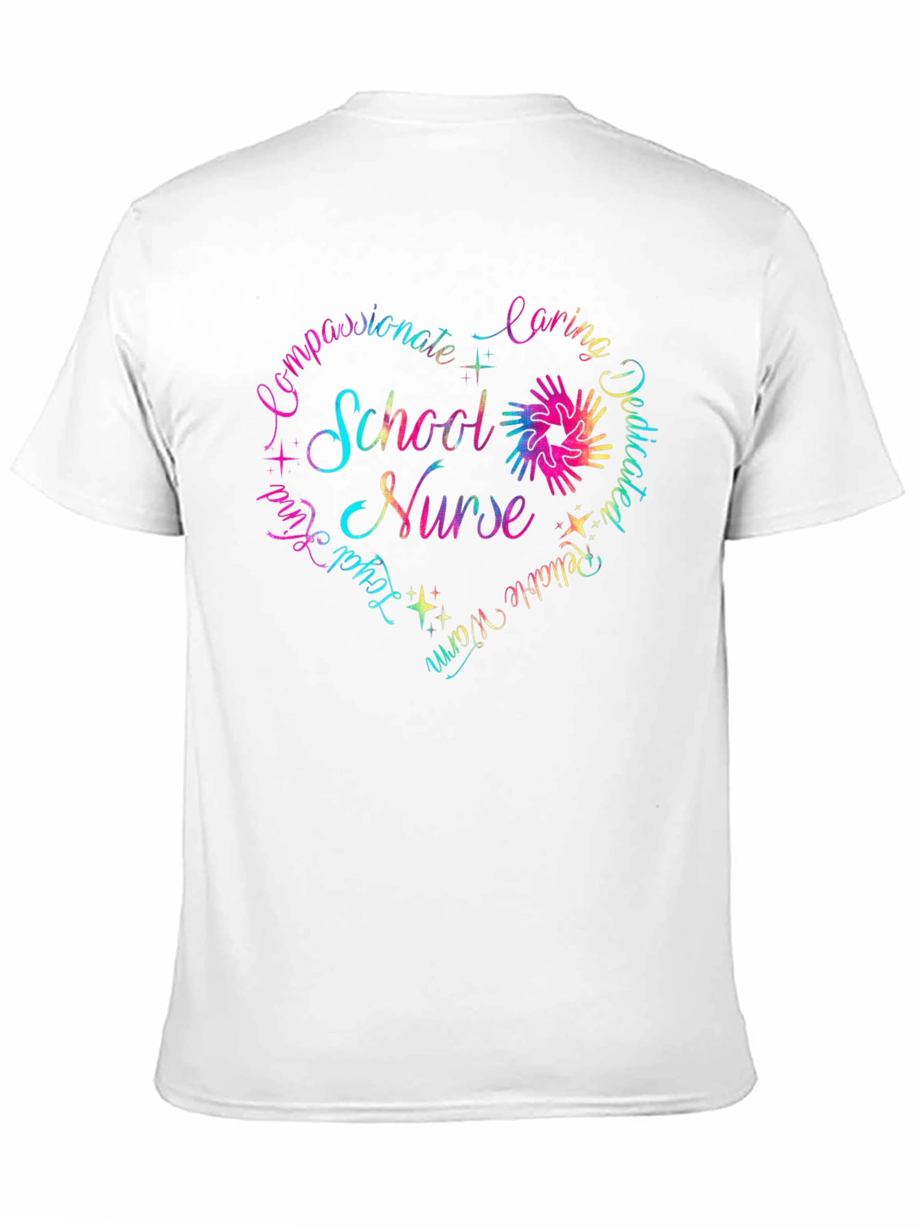 School Nurse Heart Graphic T-Shirt - Caring Dedicated