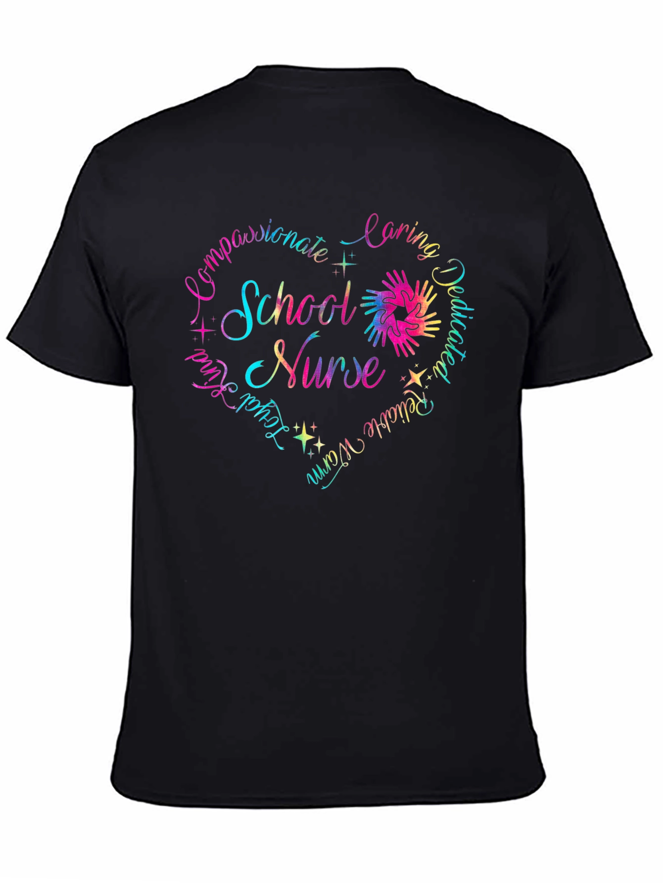 School Nurse Heart Graphic T-Shirt - Caring Dedicated
