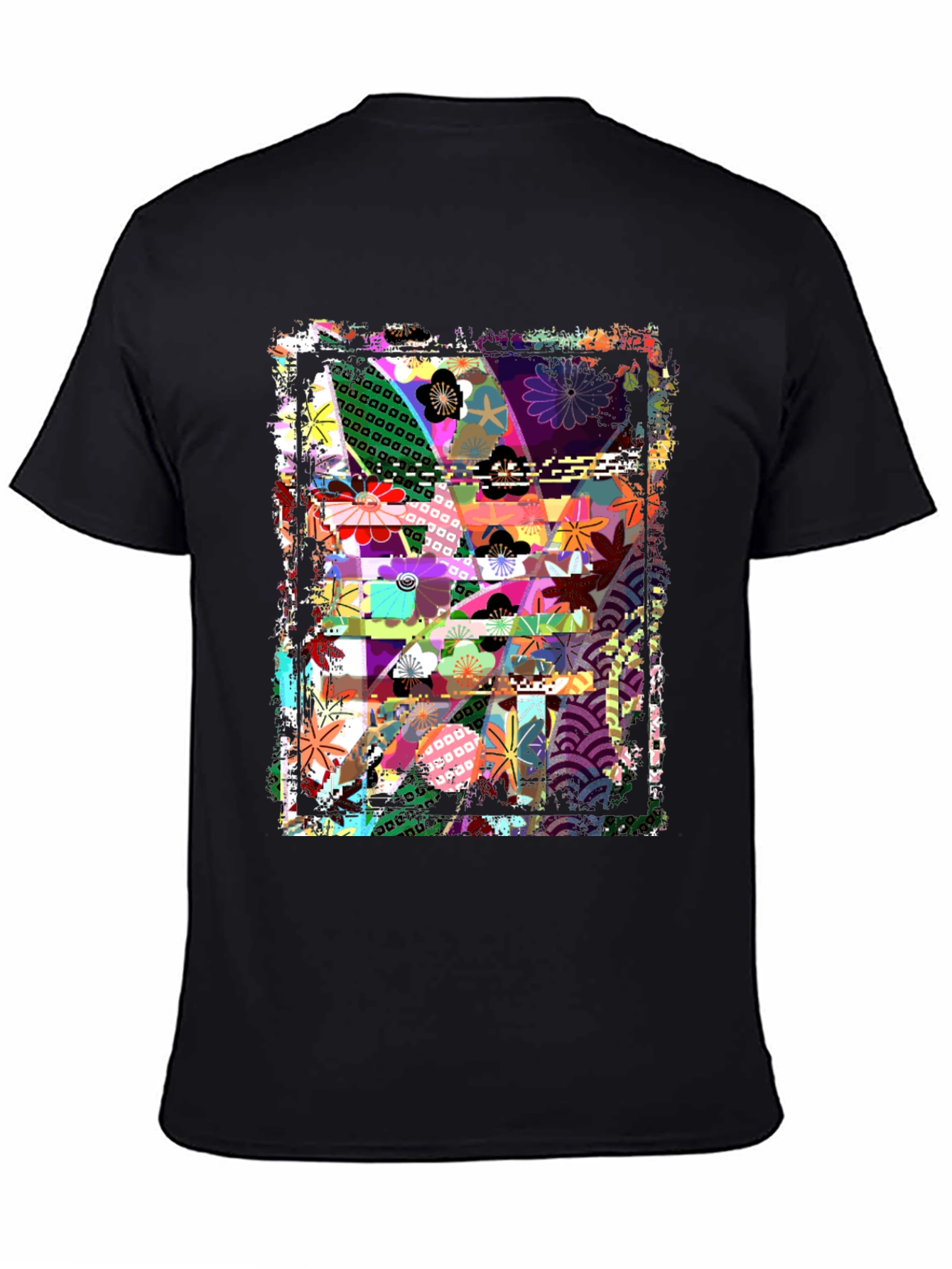 Abstract Floral Graphic Print Black T-Shirt