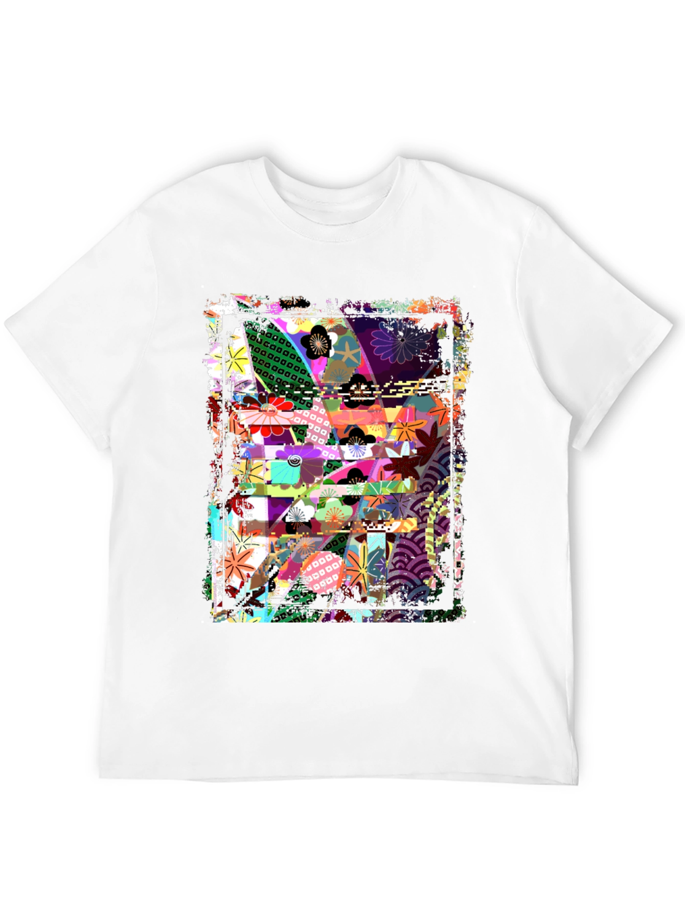 Abstract Floral Graphic Print Black T-Shirt