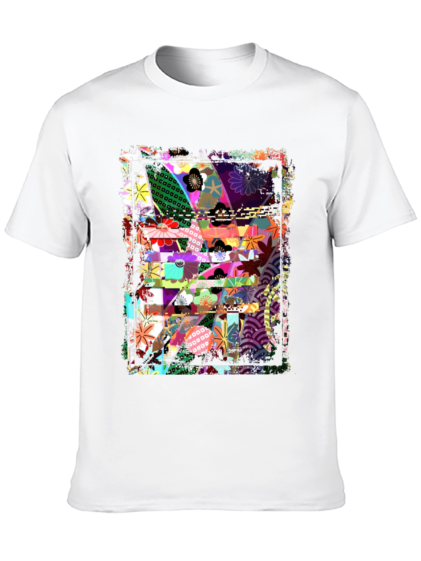 Abstract Floral Graphic Print Black T-Shirt