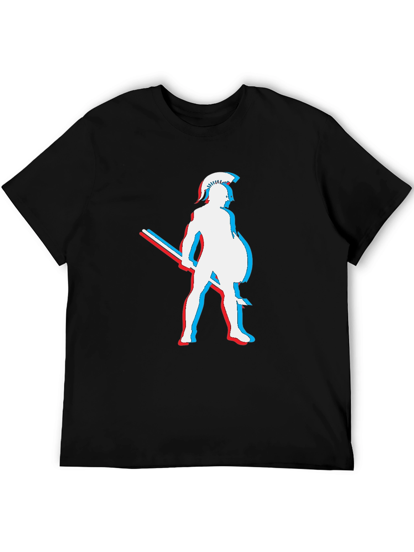 Spartan Warrior 3D Effect Black T-Shirt