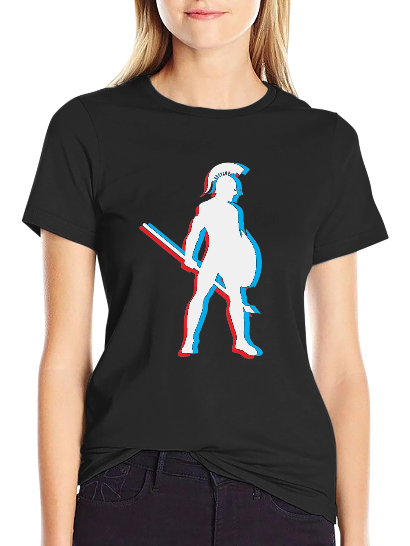 Spartan Warrior 3D Effect Black T-Shirt