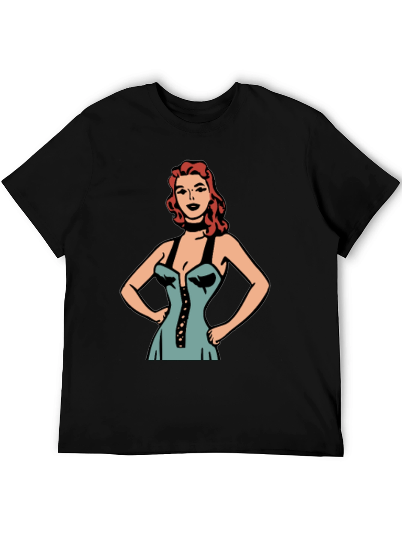 Retro Cartoon Woman Graphic Black T-Shirt