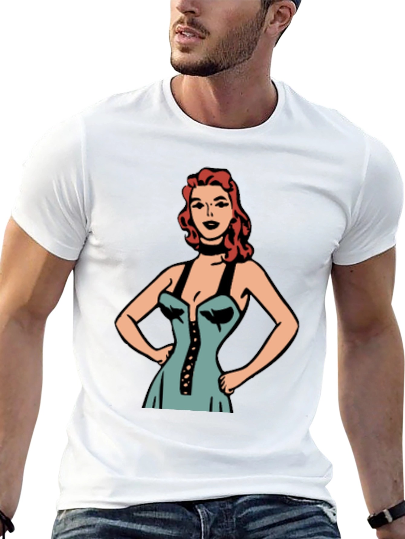 Retro Cartoon Woman Graphic Black T-Shirt