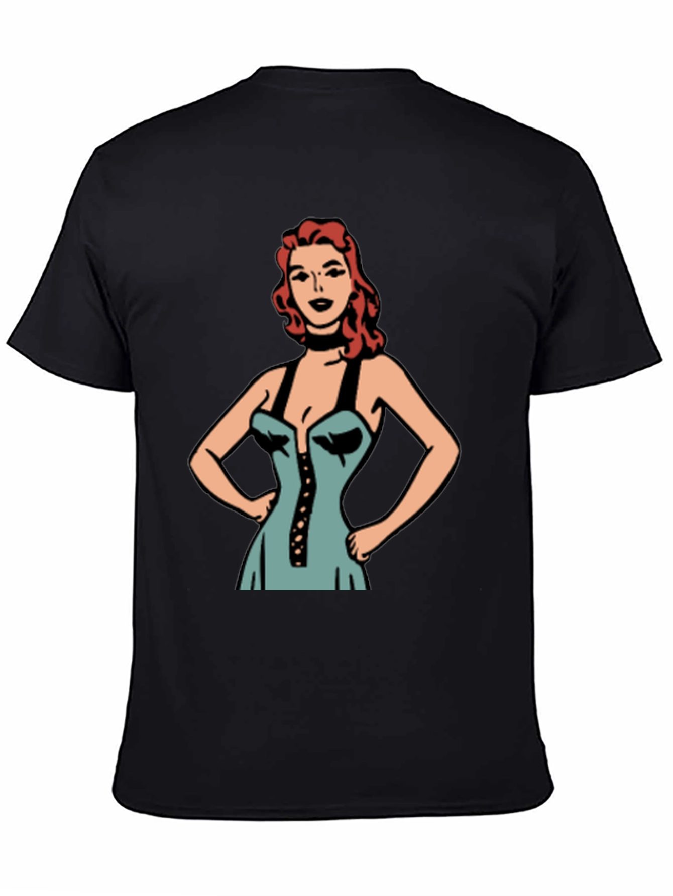 Retro Cartoon Woman Graphic Black T-Shirt