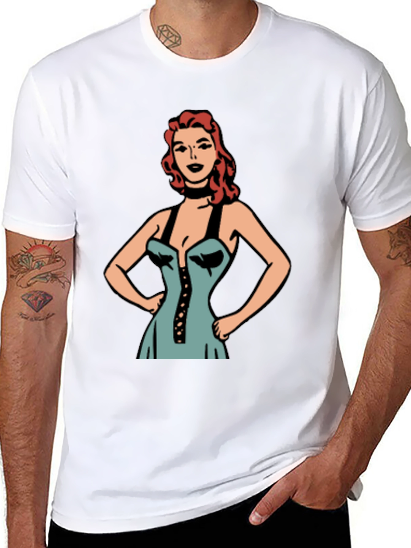 Retro Cartoon Woman Graphic Black T-Shirt