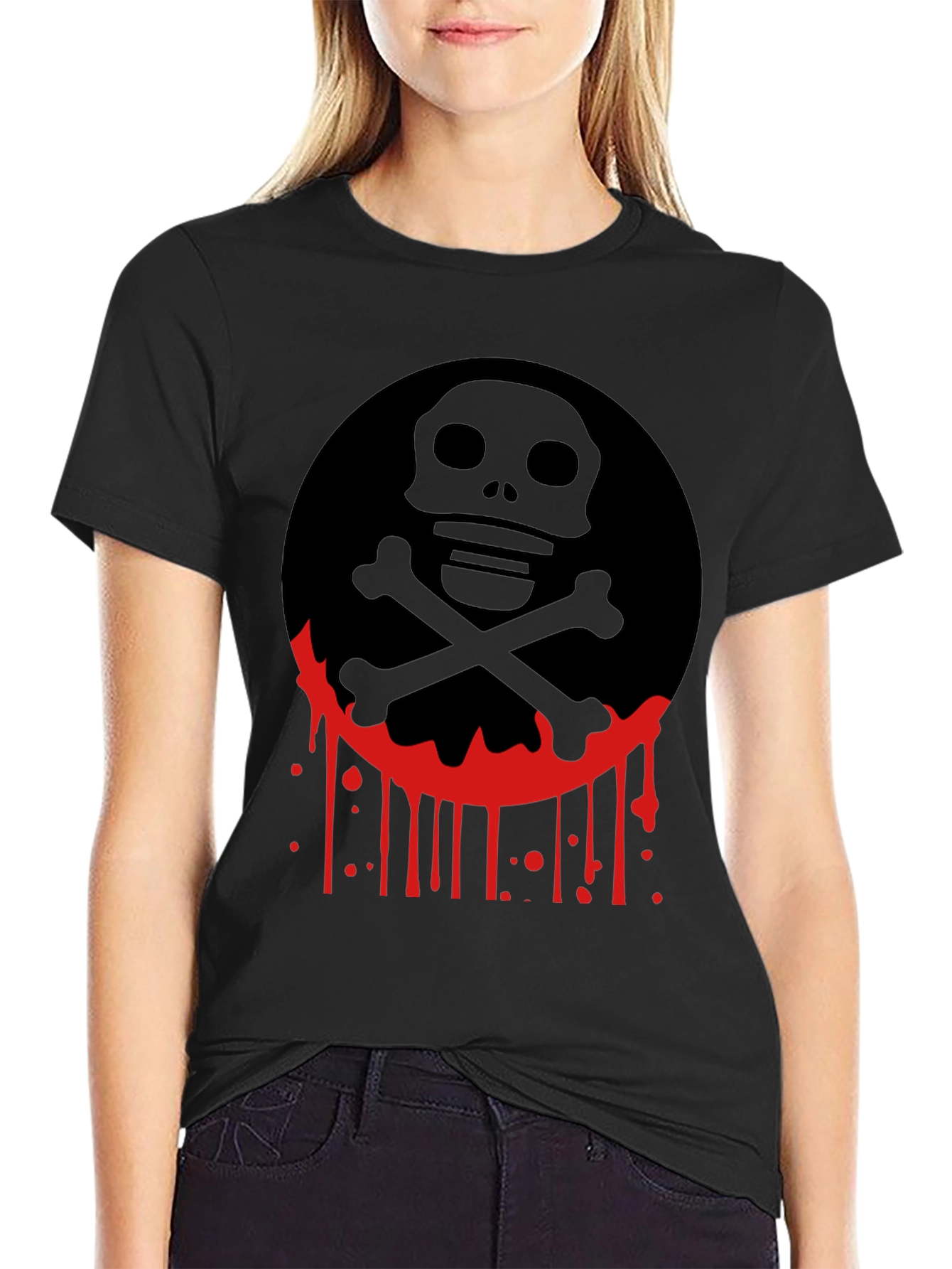 Skull & Crossbones Drip Black T-Shirt